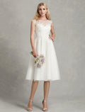 White Open Back Little Dresses Wedding Dresses A-Line Appliques