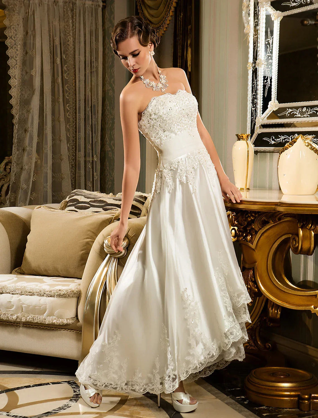 White Open Back Little Dresses A-Line Strapless Strapless Beaded Button