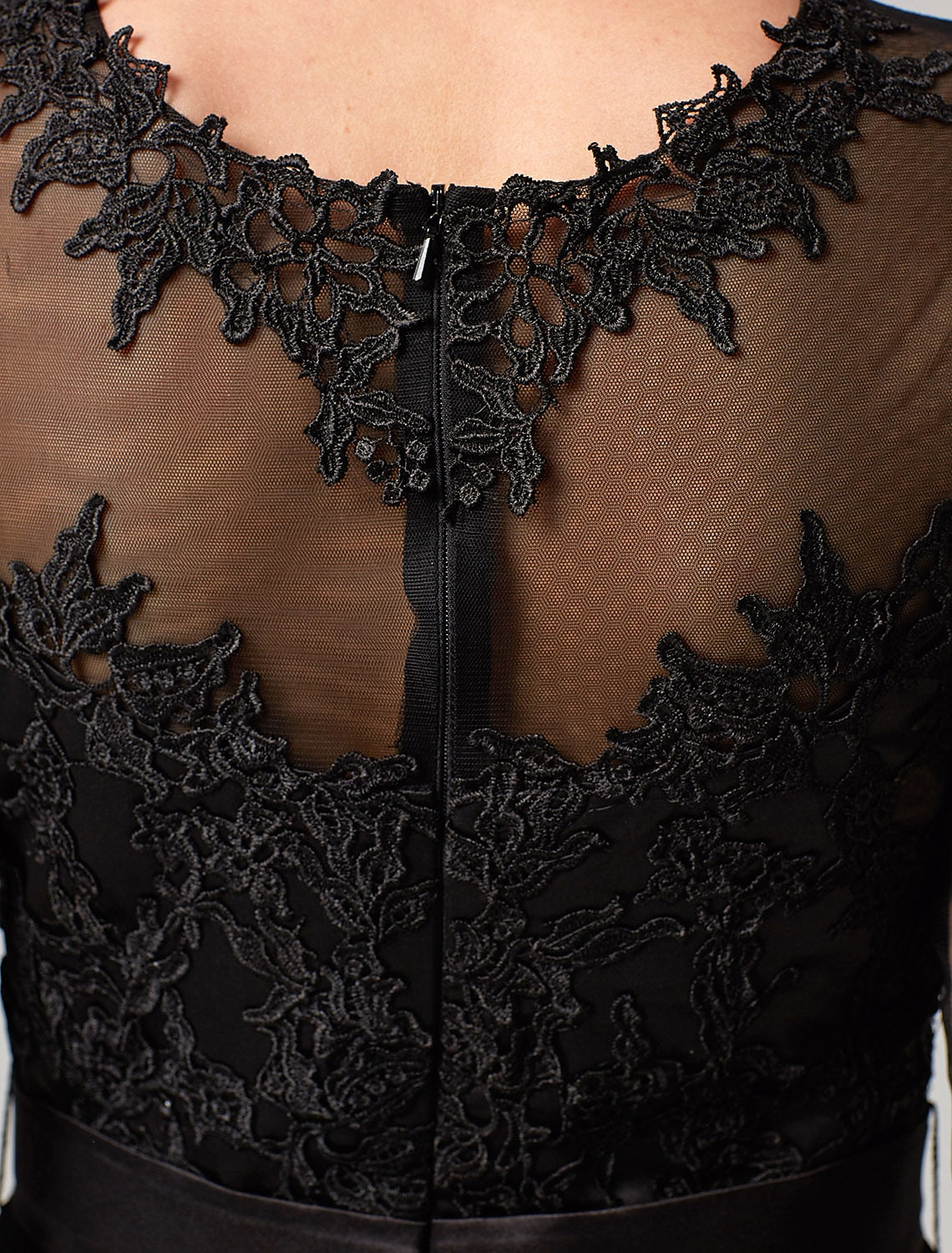 Wedding Guest Prom Knee Length 3/4 Length Sleeve Illusion Neck Over with Appliques