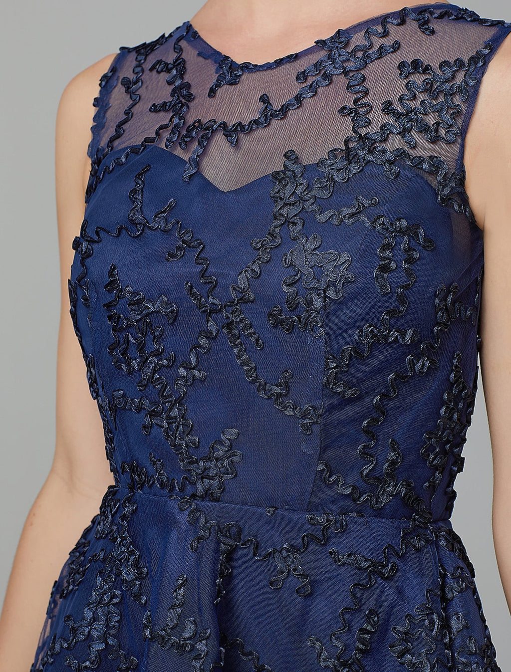 Hot Dress Wedding Guest Cocktail Party Asymmetrical Sleeveless Illusion Neck with Appliques