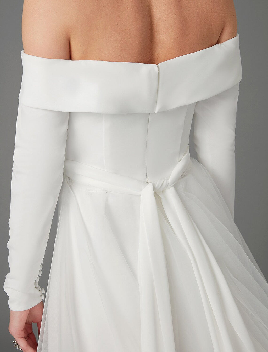 Engagement Formal Wedding Dresses A-Line Long Sleeve Off Shoulder