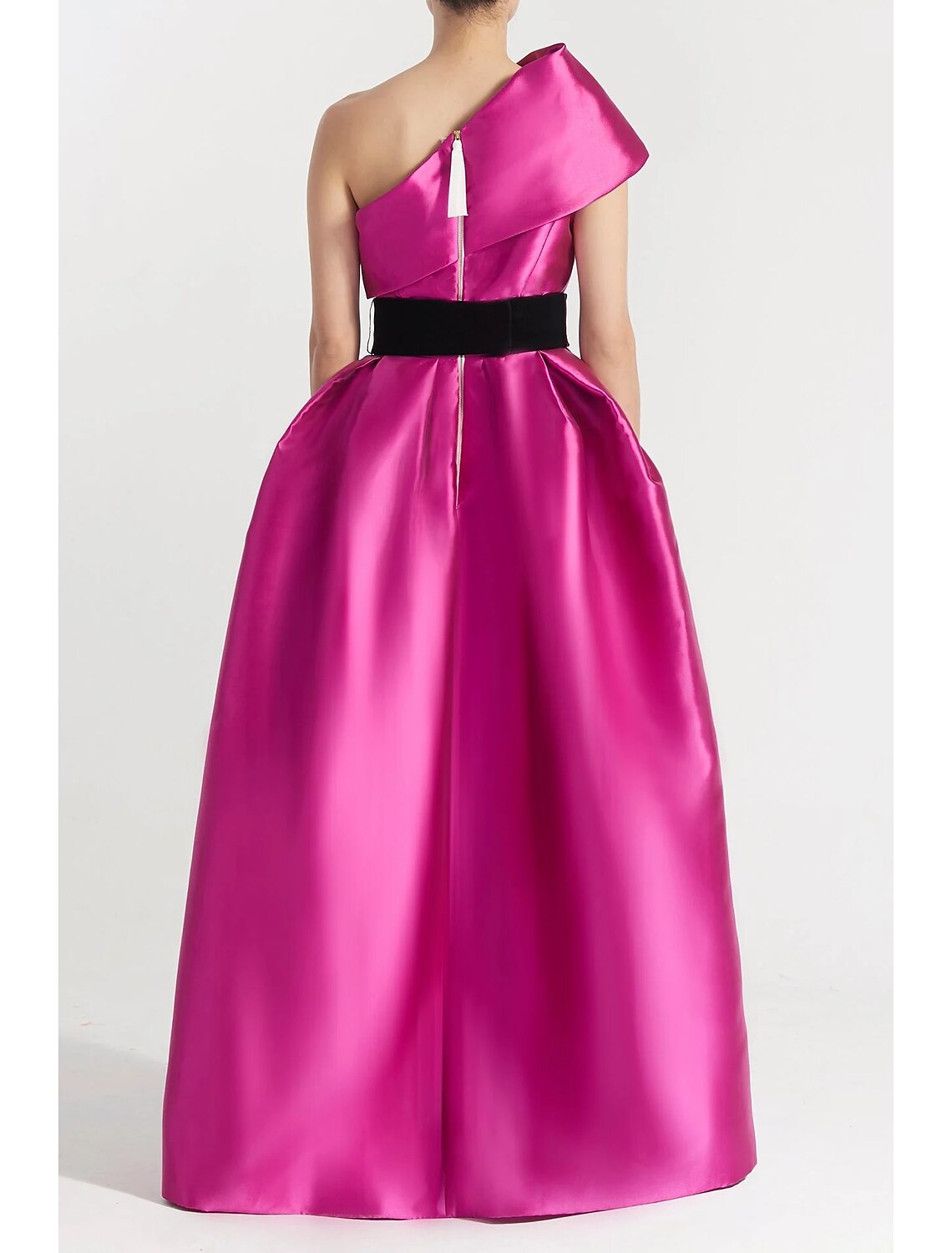 Evening Gown Elegant Dress Formal Floor Length Sleeveless One Shoulder with Pocket