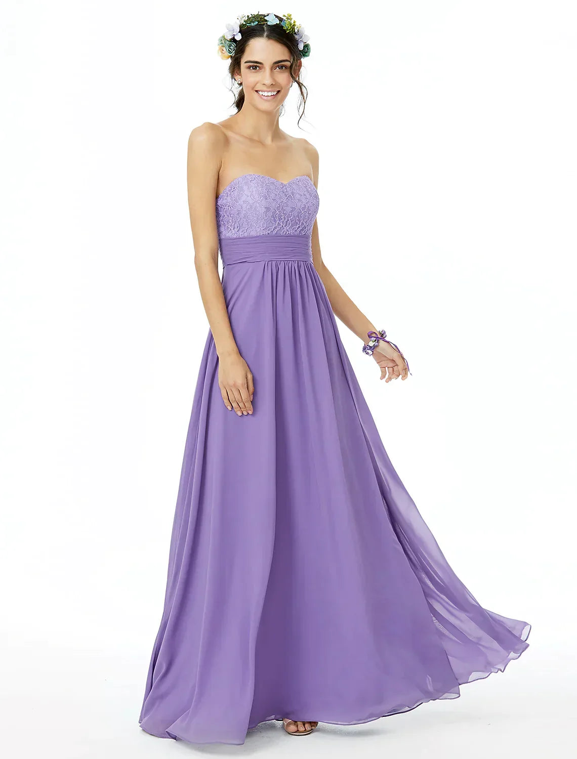 Bridesmaid Dress Sweetheart Neckline Sleeveless Open Back Floor Length / with / Sash / Ribbon / Ruched