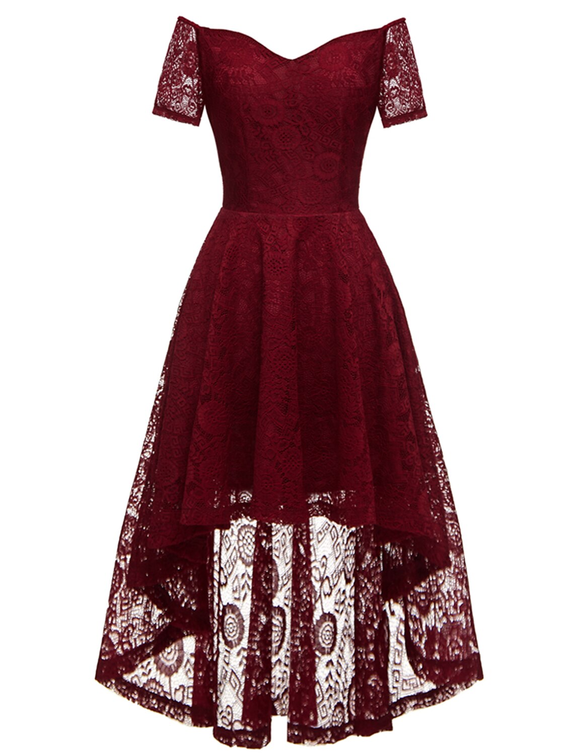 Cocktail Dresses Vintage Dress Graduation Party Wear Knee Length Short Sleeve Off Shoulder with Pleats