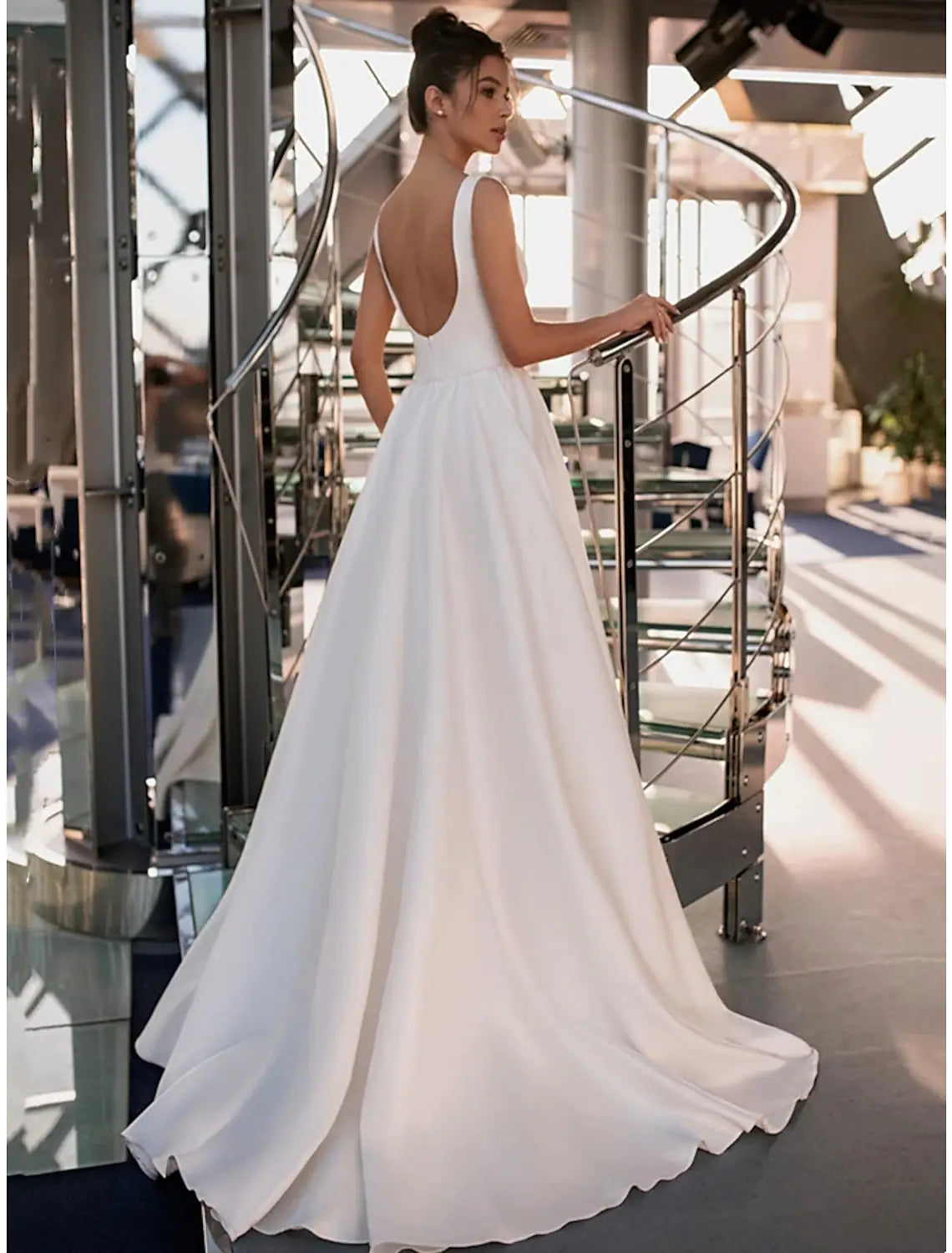 Wedding Dresses Sleeveless Square Beading