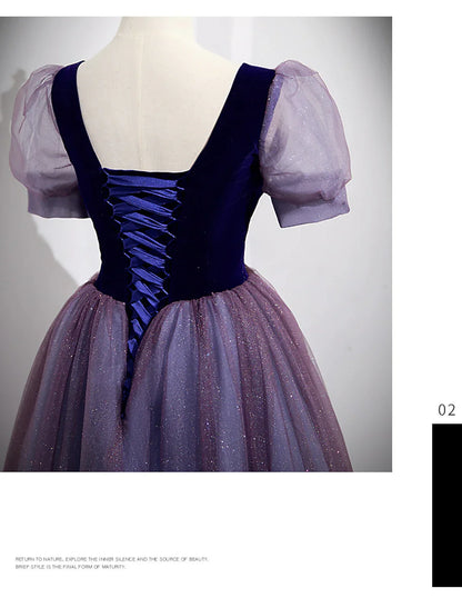 Elegant Red A-Line Classic-Neck Short-Sleeve Classic-Back Floor-Length Prom Dress