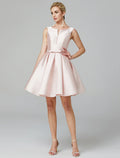 Homecoming Knee Length Sleeveless V Wire with Bow(s) Pleats