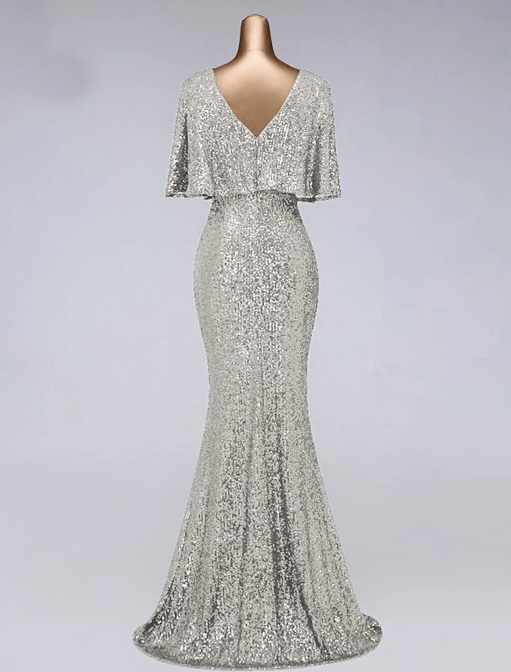 Mermaid / Trumpet Prom Dresses Sparkle Dress Wedding Guest Floor Length Half Sleeve Illusion Neck with Ruffles