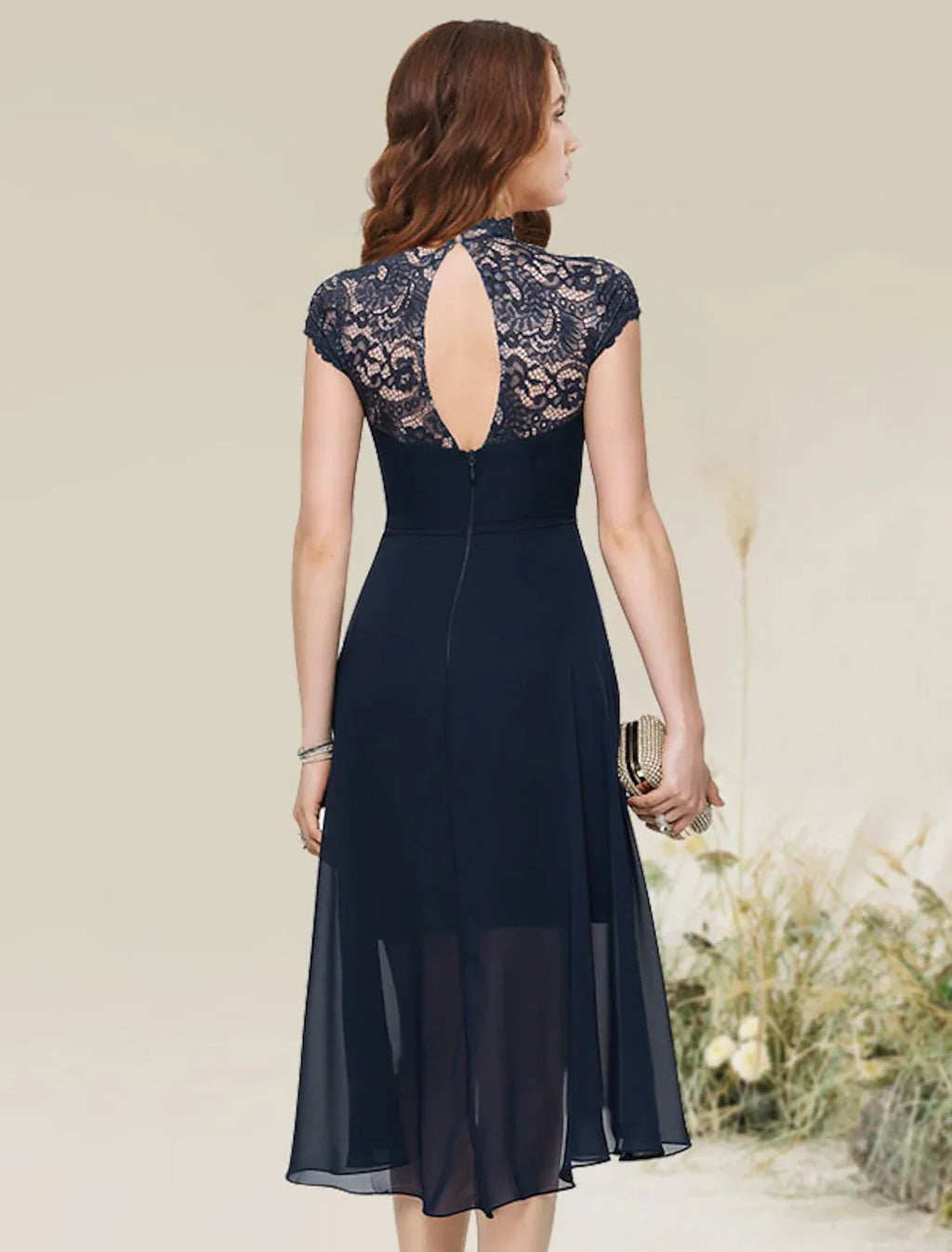 Cocktail Dresses Flirty Dress Homecoming Wedding Guest Asymmetrical Sleeveless Jewel Neck