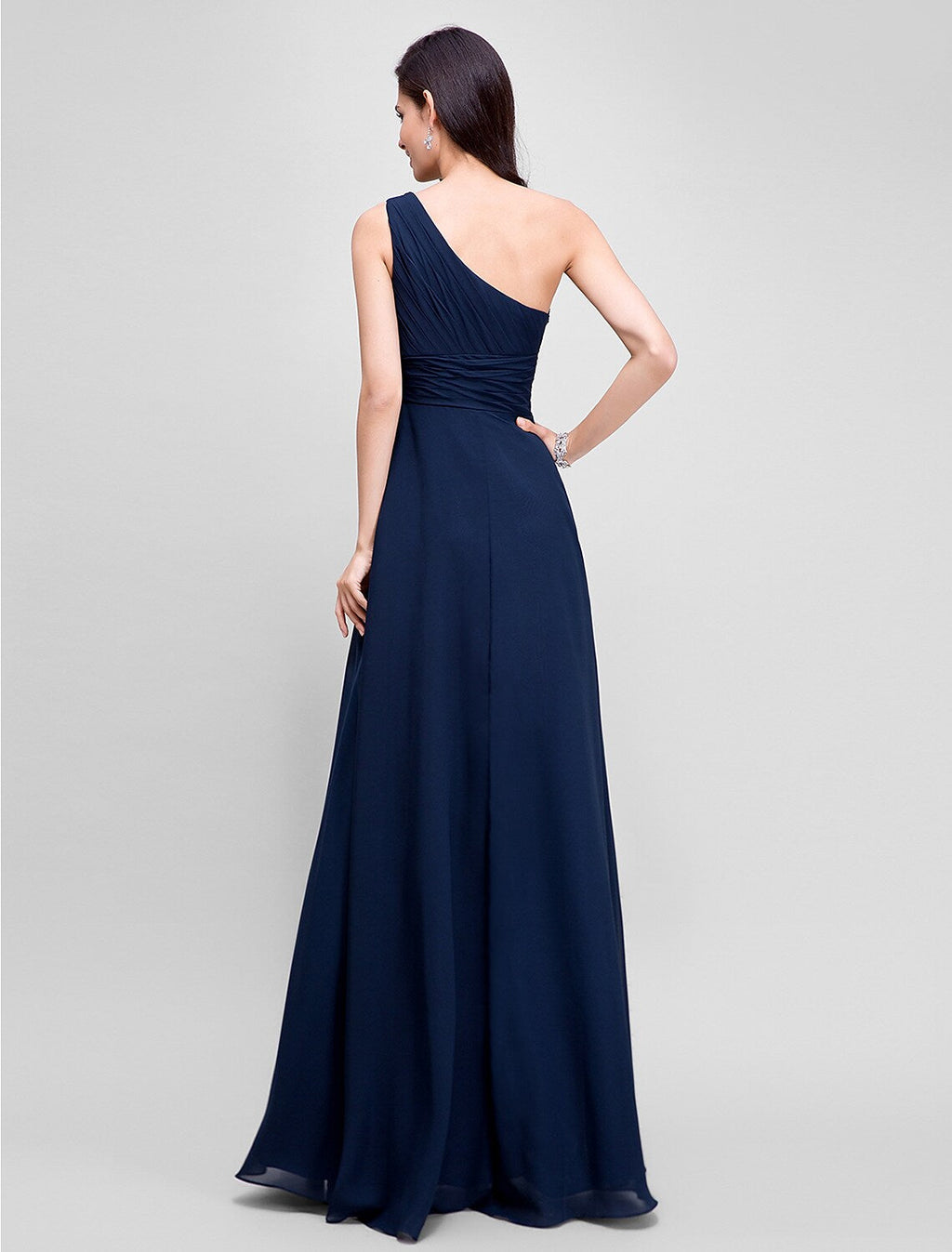 Evening Dresses Wedding Guest Floor Length Sleeveless One Shoulder Ruched Beading