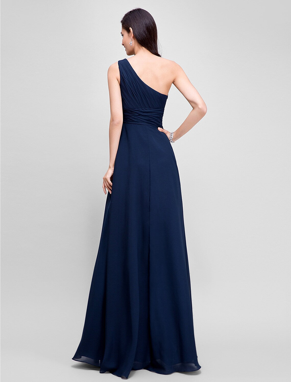 Evening Dresses Wedding Guest Floor Length Sleeveless One Shoulder Ruched Beading