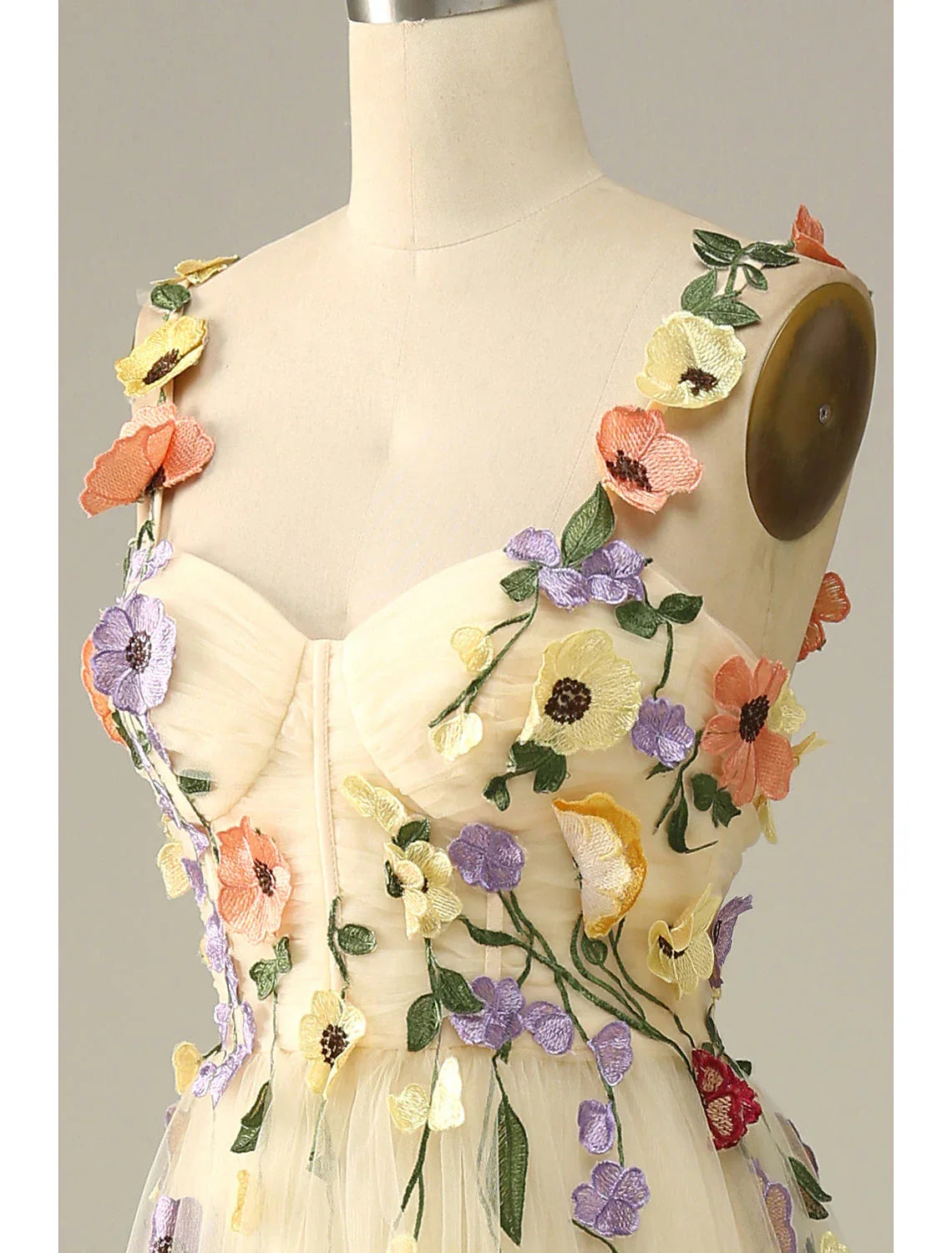 Wedding Guest Dresses Floral Dress Holiday Floor Length Sleeveless Spaghetti Strap with Appliques