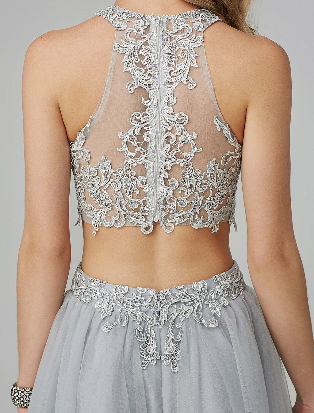 Two Piece Prom Formal Evening Dress Sleeveless Floor Length