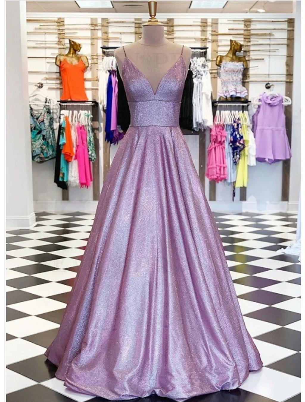 Ball Gown Beautiful Back Minimalist Engagement Prom Birthday Dress V Neck Sleeveless Floor Length with Pleats