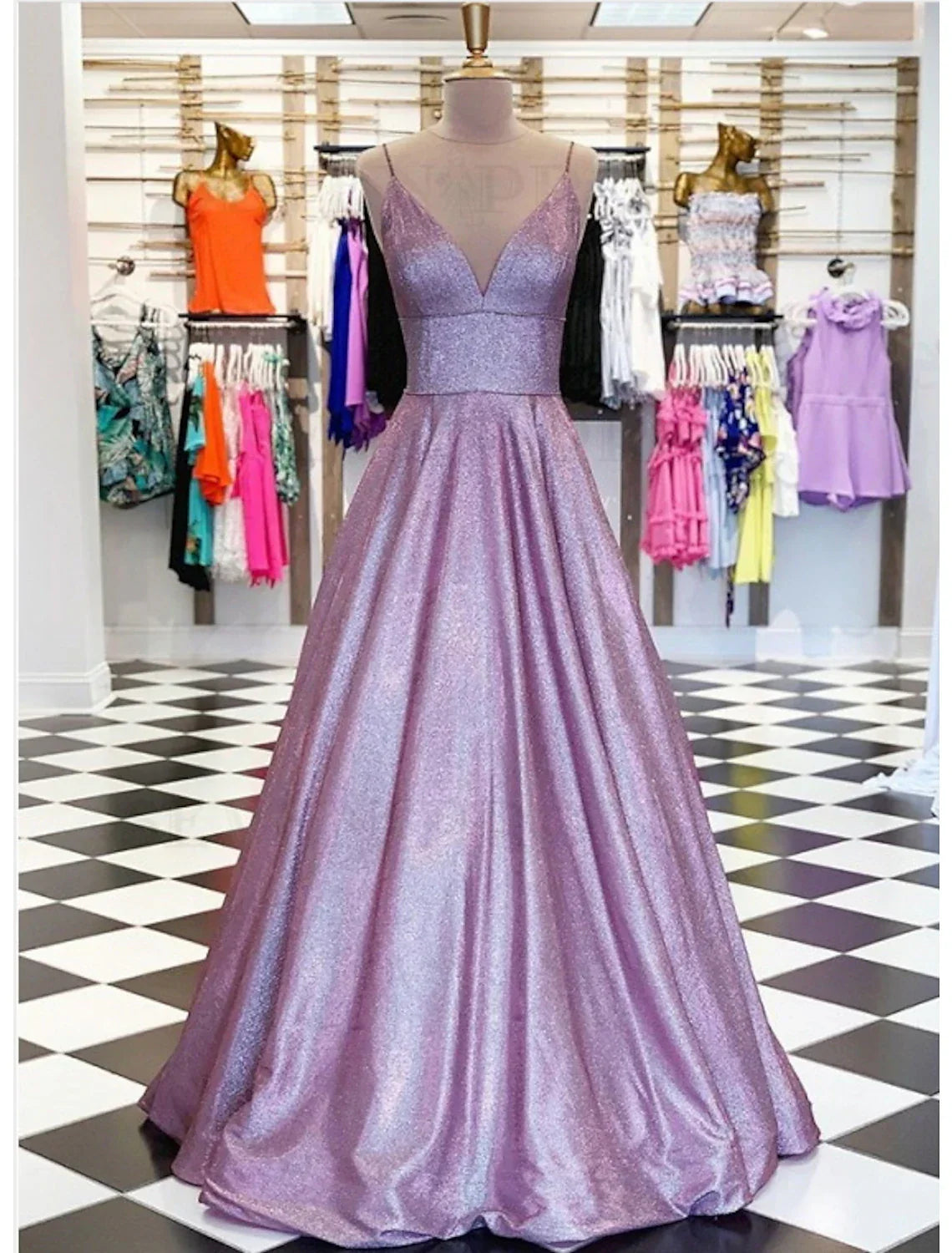 Ball Gown Beautiful Back Minimalist Engagement Prom Birthday Dress V Neck Sleeveless Floor Length with Pleats