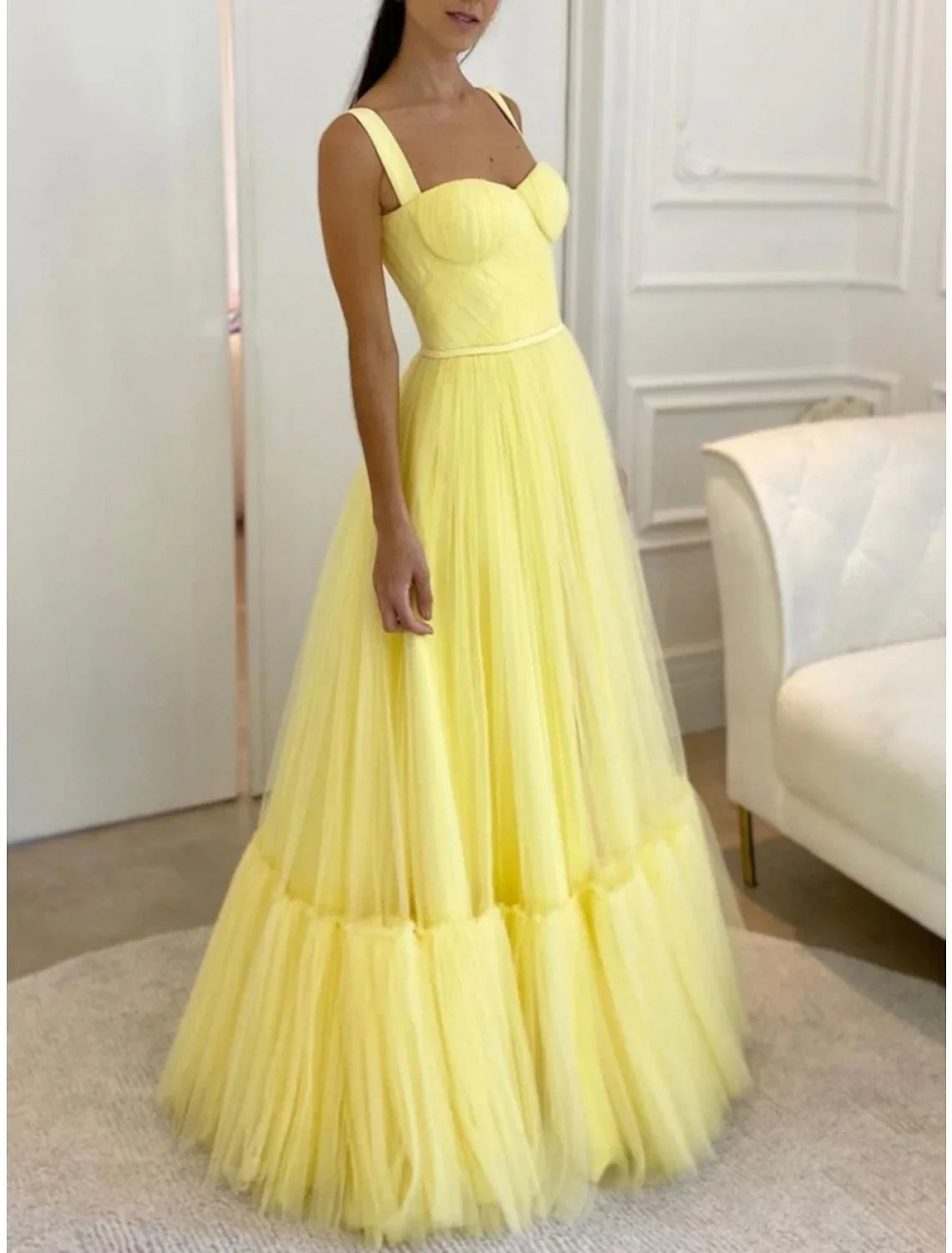 Evening Gown Elegant Dress Formal Floor Length Sleeveless Sweetheart with Pleats