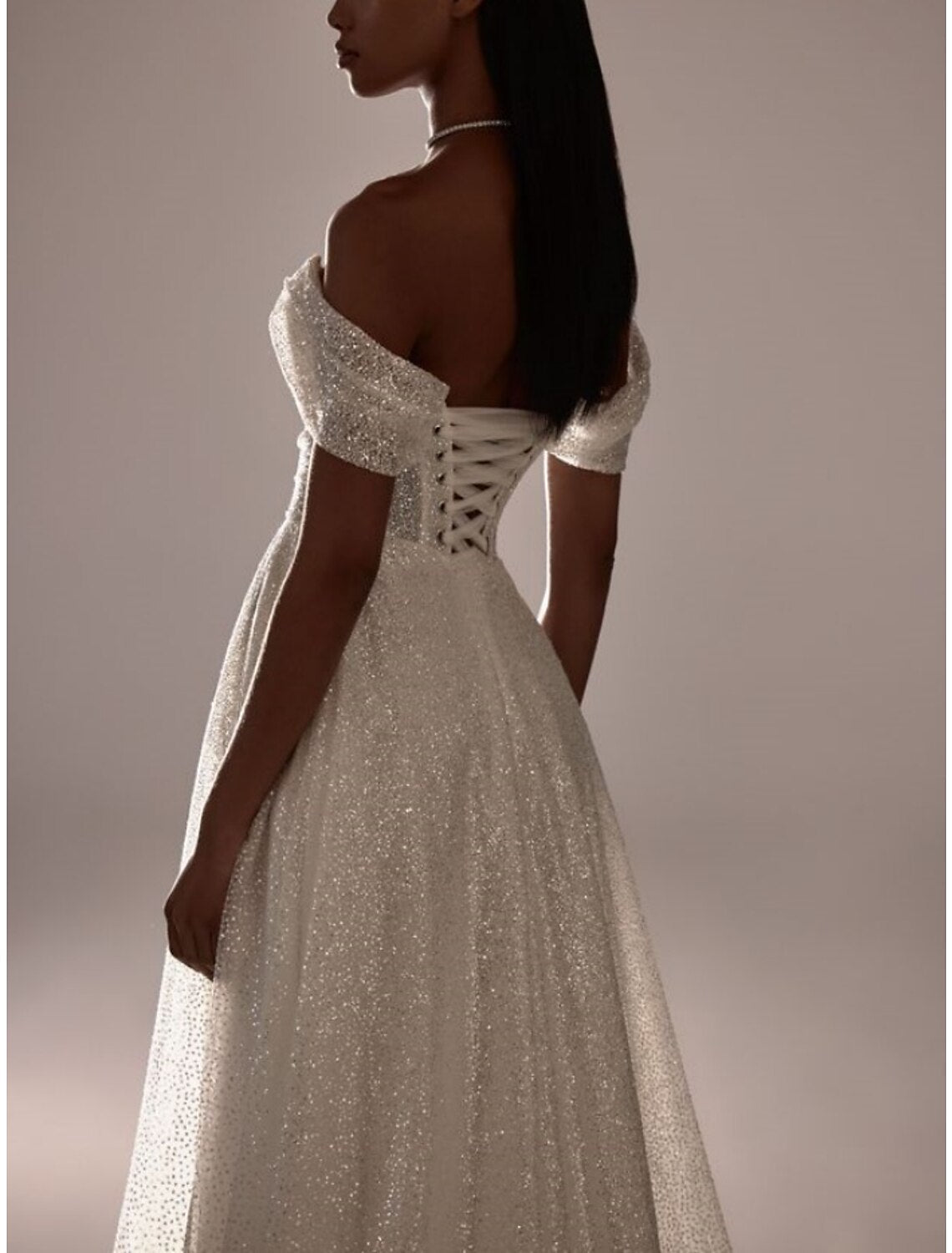 Formal Wedding Dresses A-Line Off Shoulder Short Sleeve Court Train Bridal Gowns With Pleats Ruched