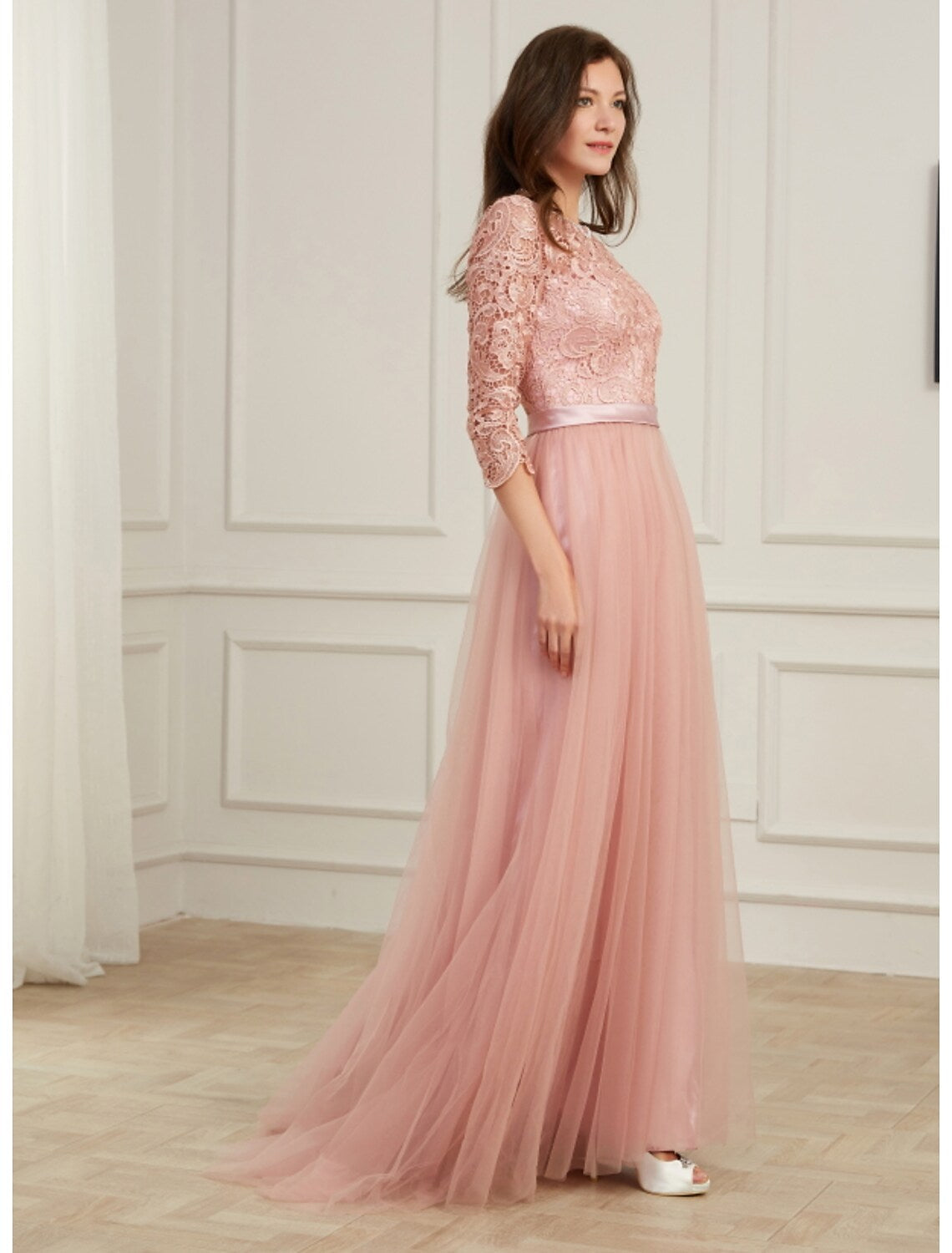 Evening Gown Spring Dress Party Long Sleeve with Appliques