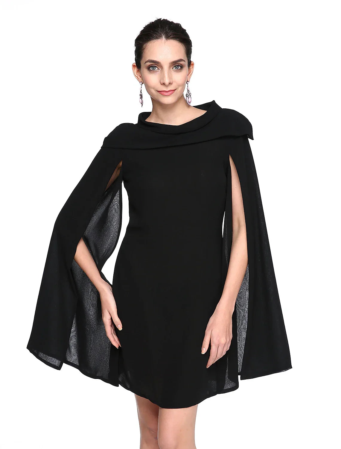 Black Little Dress Dress Holiday Homecoming Short / Mini Sleeveless Jewel Neck Fall Wedding Guest with Pleats