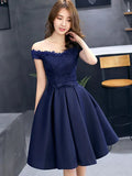 Prom Dress Off Shoulder Sleeveless Short Mini with Pleats