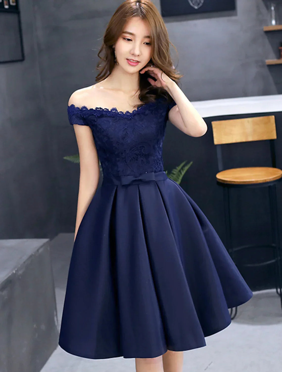 Floral Cocktail Party Prom Dress Off Shoulder Sleeveless Short / Mini with Pleats