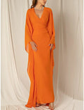 Sheath / Column Evening Gown Elegant Dress Formal Fall Ankle Length Long Sleeve V Neck with Ruched Ruffles