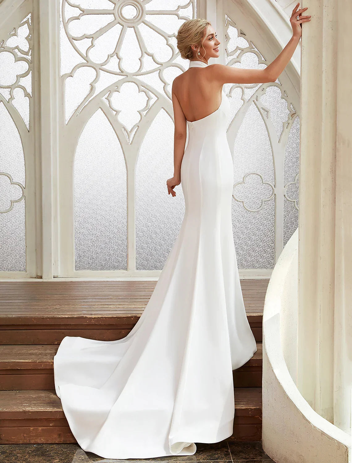 Bridal Casual Open Back Wedding Dresses With Pleats