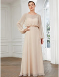 Wedding Guest Floor Length Long Sleeve with Buttons
