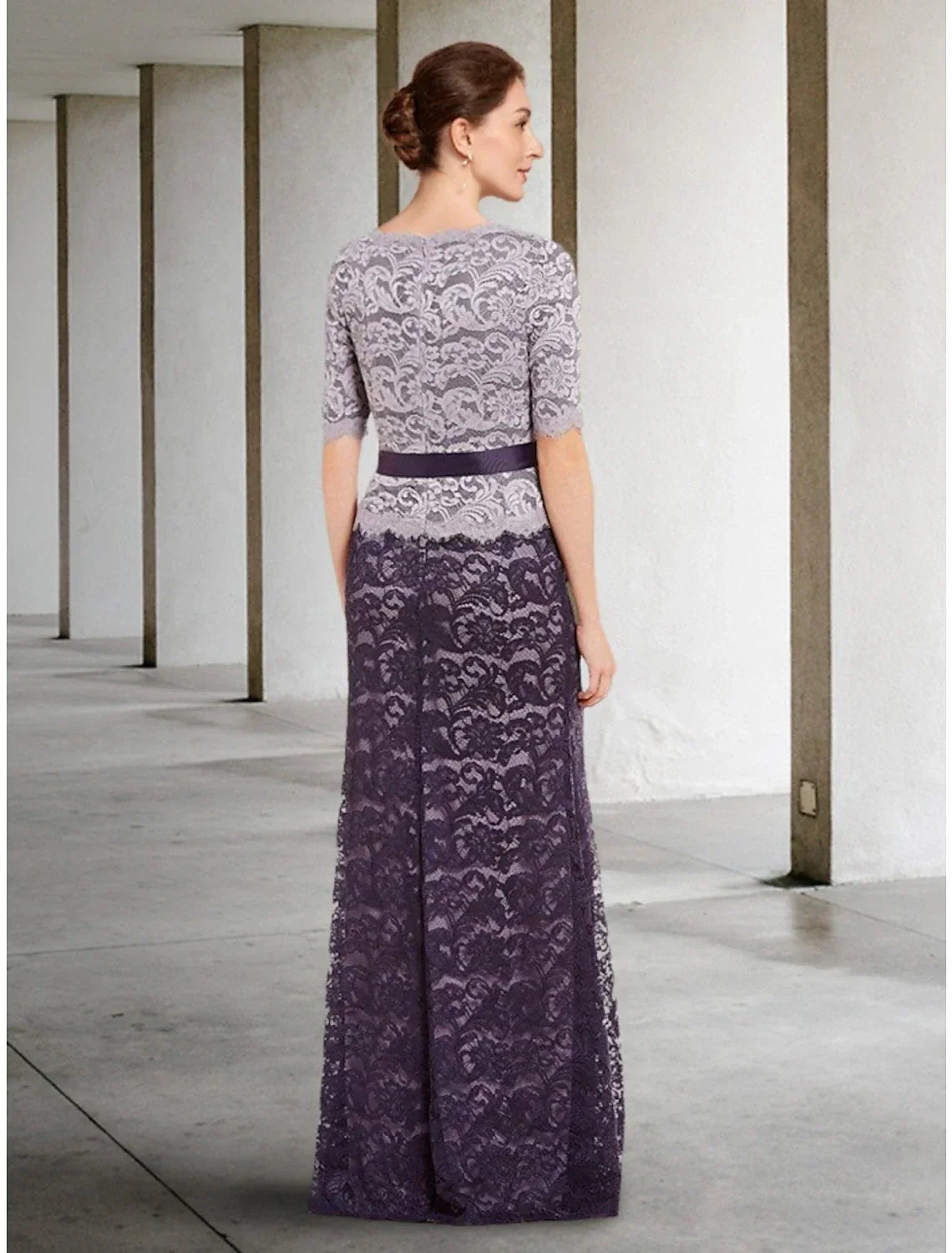 Mother of the Bride Dress Wedding Guest Elegant V Neck Floor Length Short Sleeve with Bow(s) Ruching