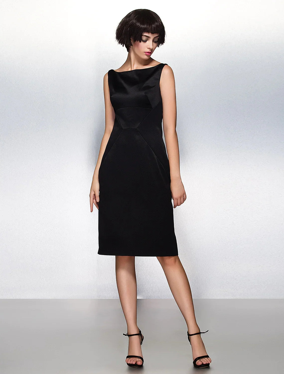 Wedding Knee Length Sleeveless Neck with Pleats