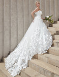 Engagement Open Back Formal Wedding Dresses Ball Gown Strapless Strapless With Crystals Flower