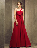 Bridesmaid Dress One Shoulder Sleeveless Elegant Floor Length with Ruffles