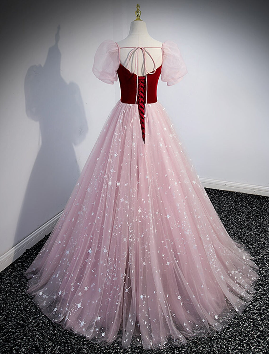 Princess Dress Prom Floor Length Short Sleeve Sweetheart