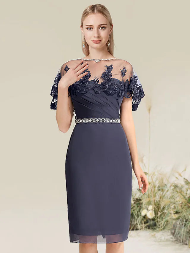 Cocktail Dresses Wedding Knee Length Short Sleeve Strapless