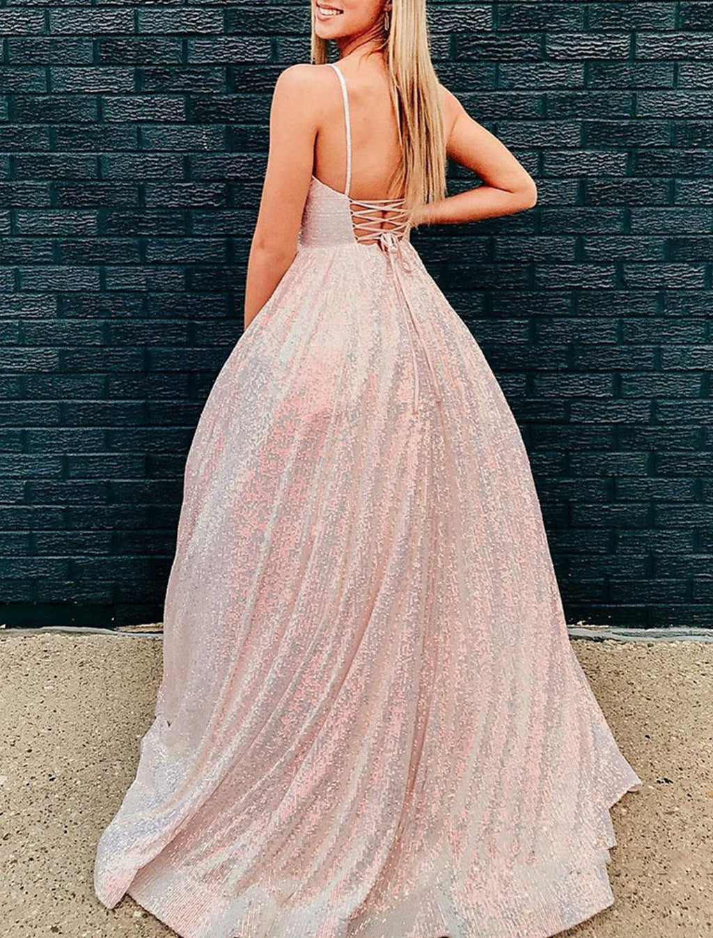 Sparkle & Shine Dress Party Wear Wedding Guest Floor Length Sleeveless Spaghetti Strap with Glitter