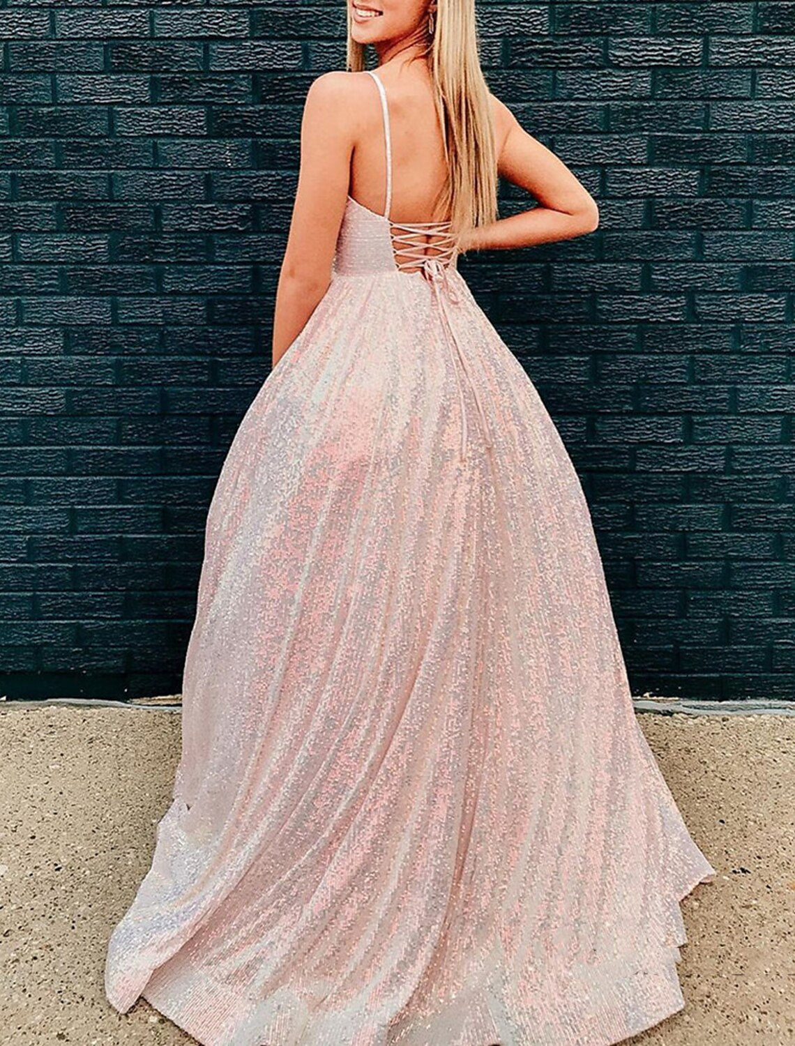 Sparkle & Shine Dress Party Wear Wedding Guest Floor Length Sleeveless Spaghetti Strap with Glitter