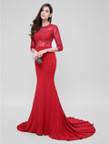Formal Evening Court Length Sleeve Neck Appliques