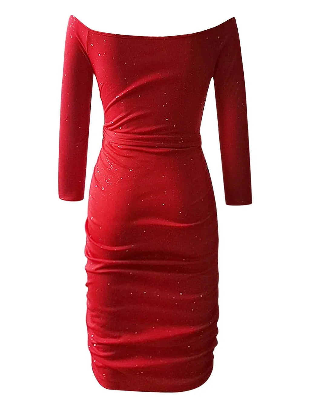 Sheath / Column Party Dresses Sparkle & Shine Dress Wedding Guest Party Wear Knee Length Long Sleeve Off Shoulder with Pure Color