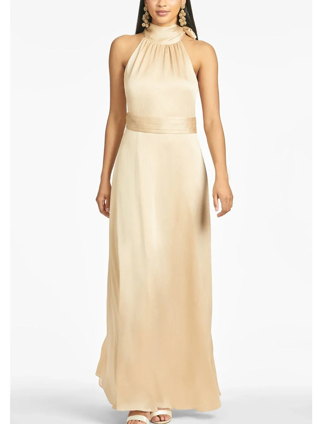 Sheath / Column Evening Gown Elegant Dress Formal Wedding Floor Length Sleeveless Halter Neck Charmeuse with Bow(s) Strappy