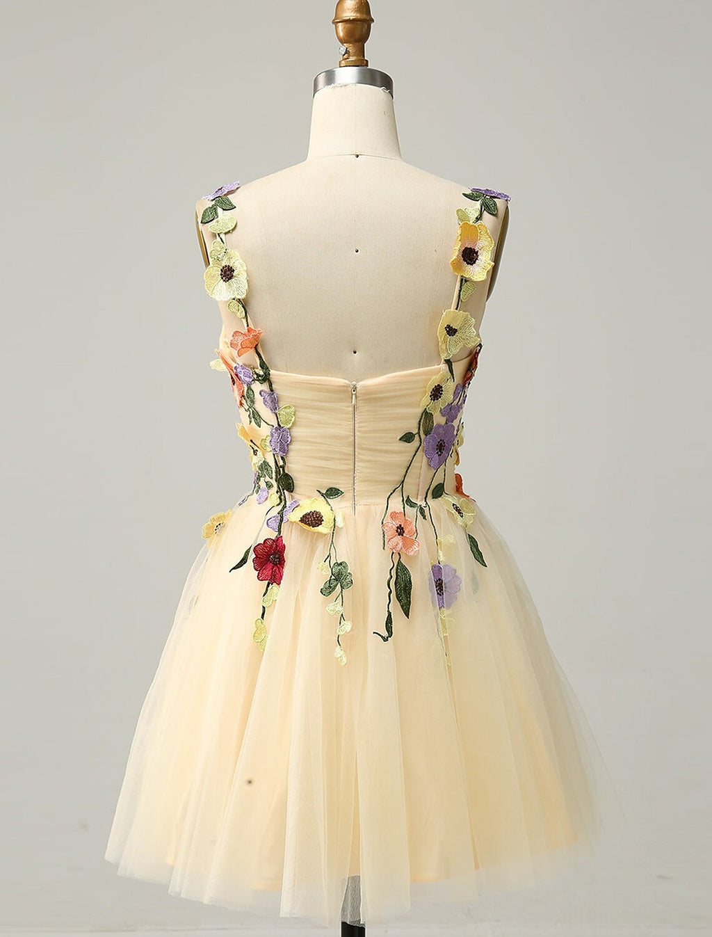 Homecoming Dresses Floral Dress Cocktail Party Short / Mini Sleeveless Spaghetti Strap with Appliques