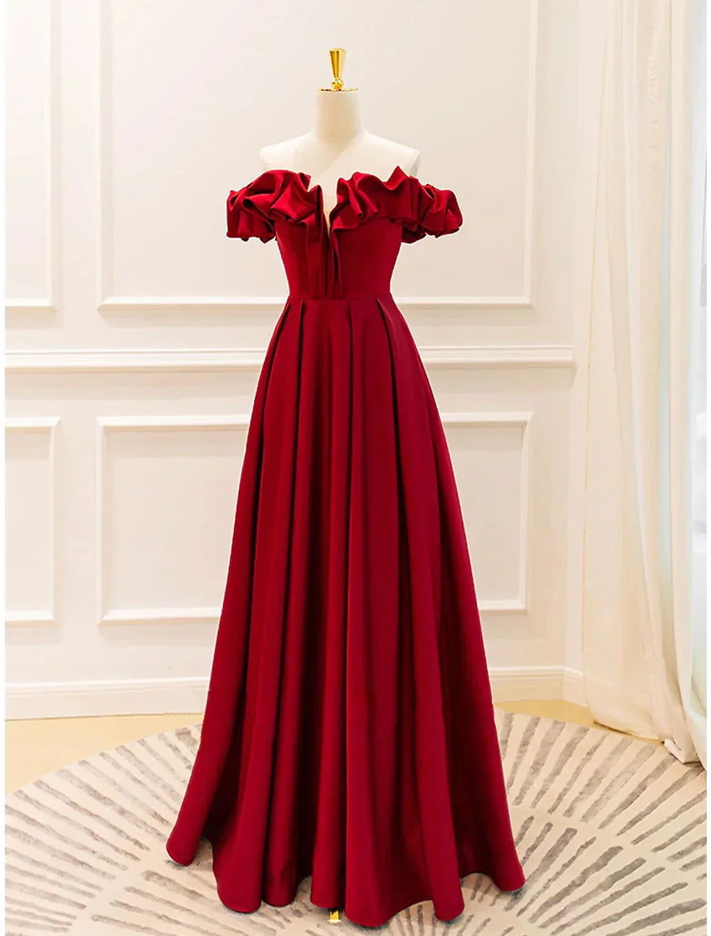 Ball Gown A-Line Evening Gown Empire Dress Prom Floor Length Sleeveless V Neck with Pleats Strappy