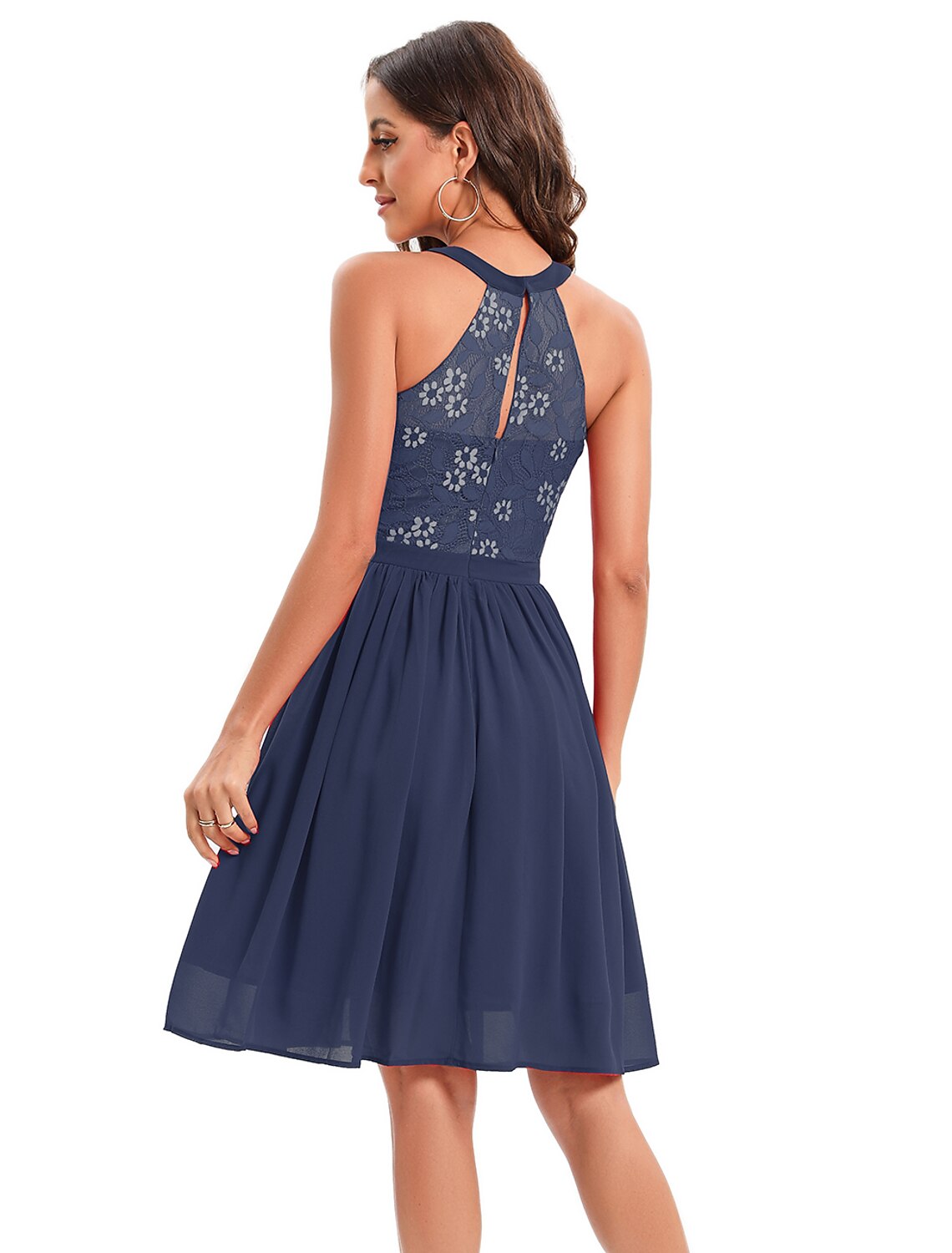 Cocktail Dresses Vintage Dress Graduation Party Wear Knee Length Sleeveless Jewel Neck Blend with Insert Pattern / Print Splicing