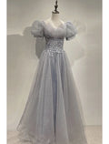 Sparkle & Shine Dress Prom Floor Length Short Sleeve V Neck