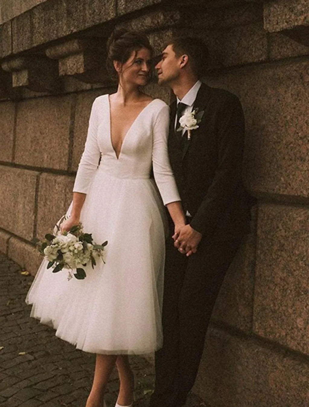 Bridal Shower Vintage Simple Wedding Dresses Wedding Dresses A-Line Sweetheart Camisole Spaghetti Strap Ankle Length Bridal Gowns With Bow(s)