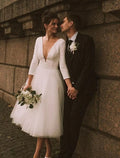 Bridal Shower Vintage Simple Wedding Dresses Wedding Dresses A-Line Sweetheart Camisole Spaghetti Strap Ankle Length Bridal Gowns With Bow(s)