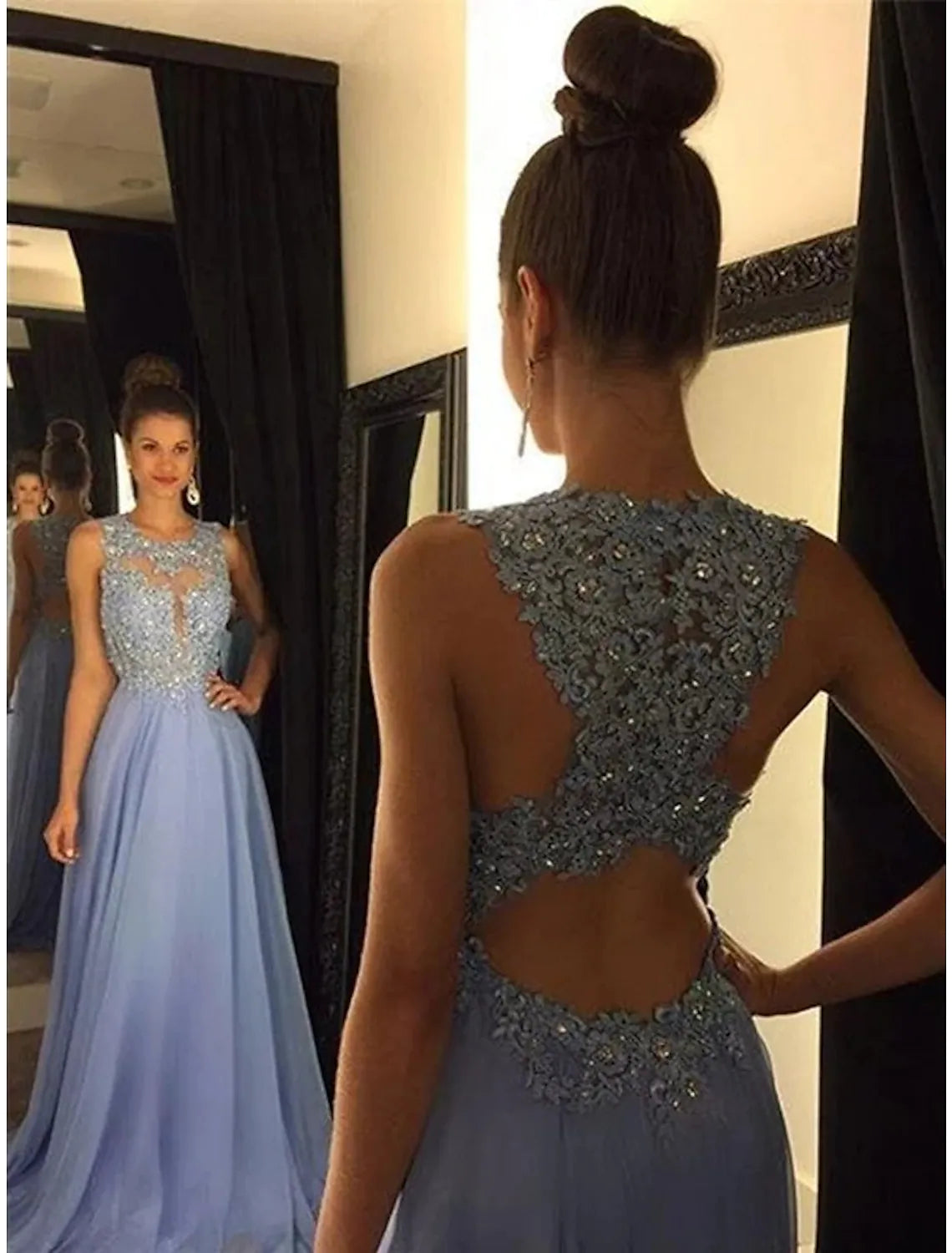 Prom Formal Evening Dress Sleeveless with Beading Appliques