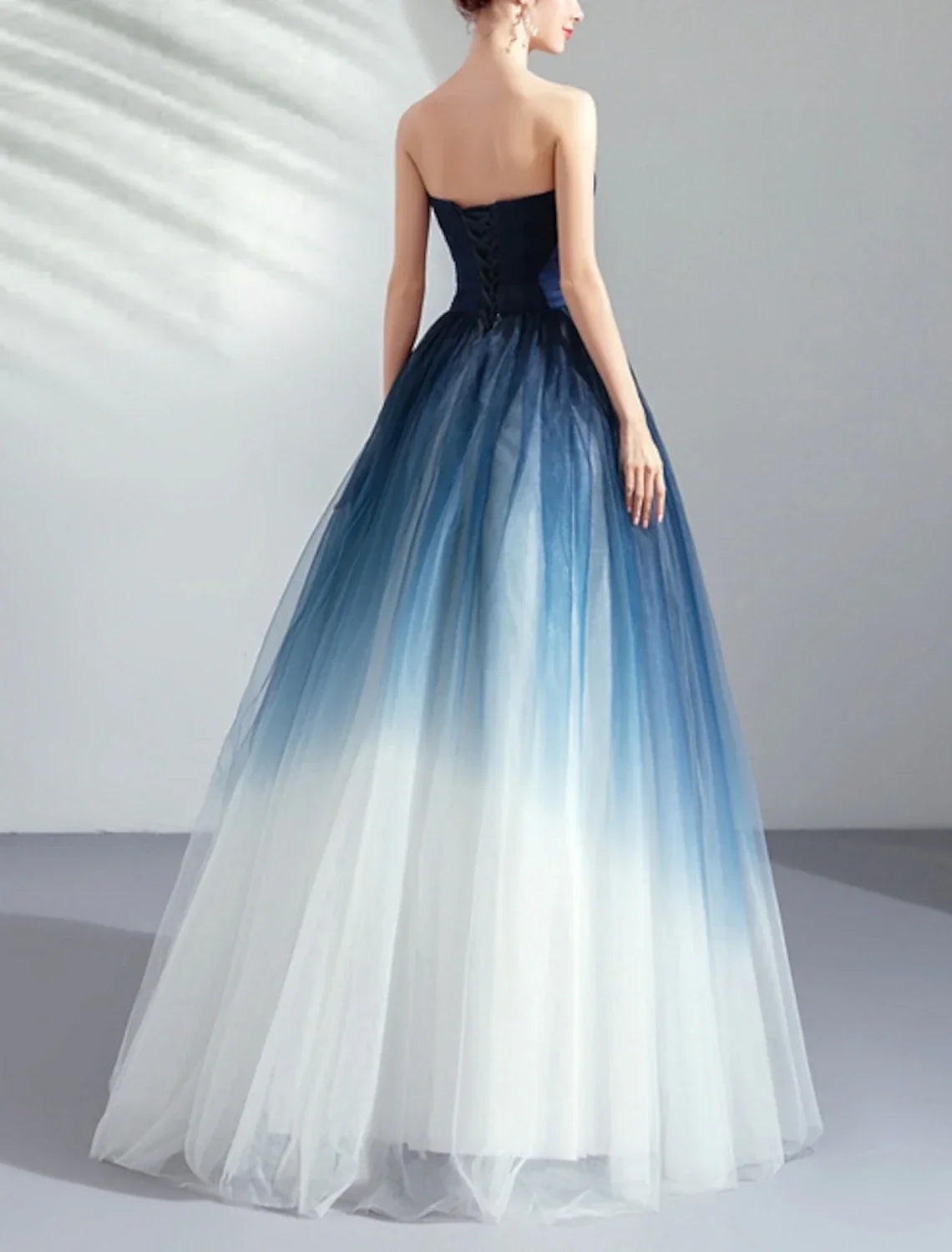 Ball Gown Color Block Prom Formal Evening Dress Strapless Sleeveless Floor Length with Pleats Ruched