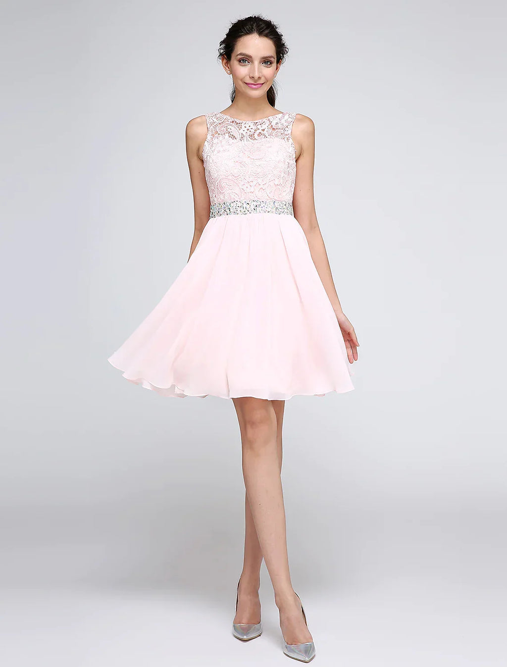 Homecoming Short Mini Sleeveless V Back with Crystals