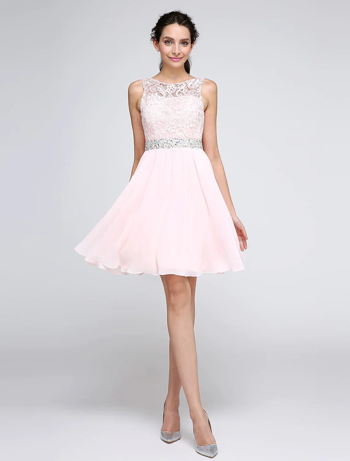 Homecoming Short Mini Sleeveless V Back with Crystals