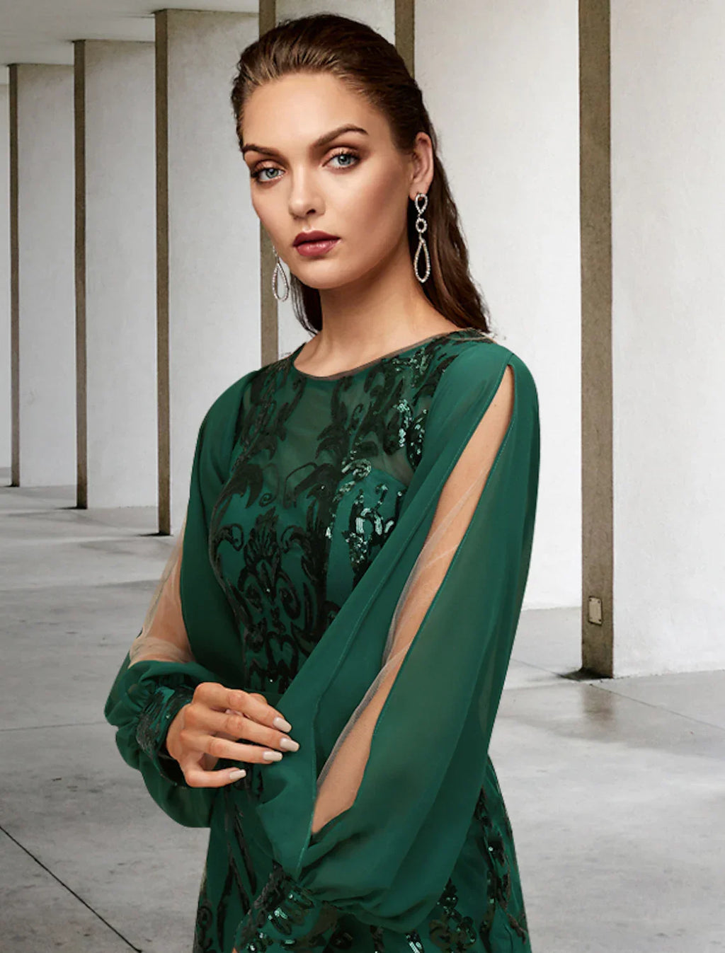 Mother of the Bride Dress Wedding Elegant Long Sleeve with Appliques